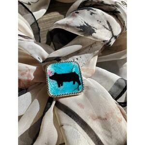 Turquoise pig scarf slide, bandana slide, wild rag scarf slides, concho slide